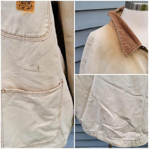 Vintage‎ 90s y2k Wrangler Blanket Lined Distressed Thrashed Tan Barn Chore Coat - Picture 7 of 9
